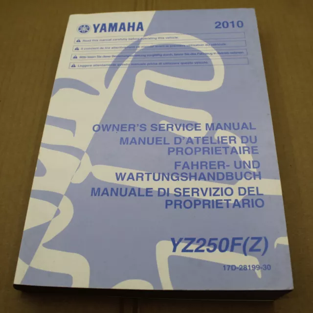 Manuel Revue Technique D Atelier Yamaha Yz 250 F 4 Temps 2010 Service Manual Yzf