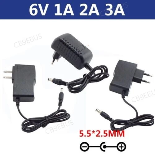 AC 100-240V to DC 6V 1A 2A 3A Power Supply Adapter Charger 5.5x2.5mm Plug CB9