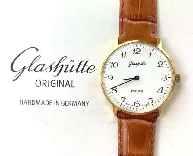 Glashütte GUB cal. 09-20 Vintage Elegante Klassische Herren Armbanduhr Neu NOS