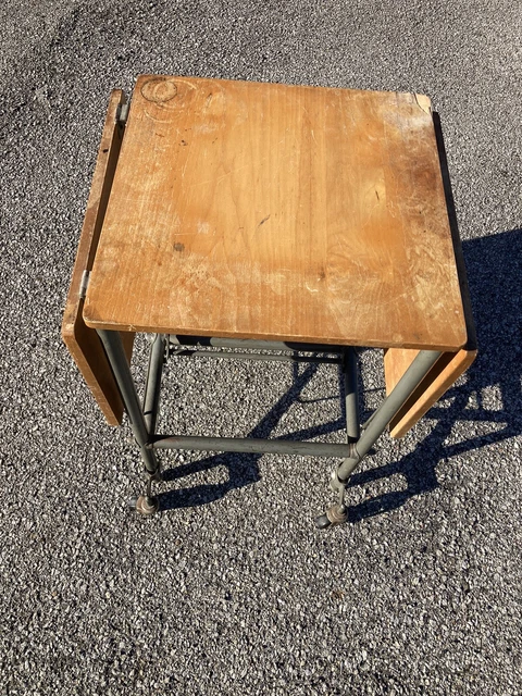 Vintage Typewriter Table w/Fold Down Sides Rolls & Locking wheels