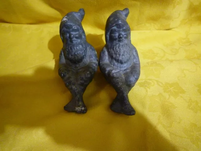 Rare Vintage Britains ? Lead Gnomes X2 Unpainted Over 1.3Kg Each