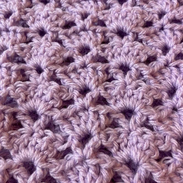 Crochet Fan Stitch Preemie Blanket Color Block Purple White Swaddle Afghan Warm
