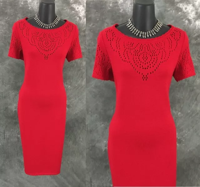 NWT BEAUTIFUL St John collection knit crimson red dress size 4 NEW
