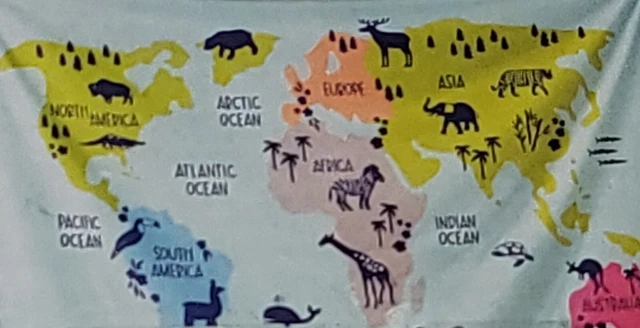 Kids World Map Tapestry