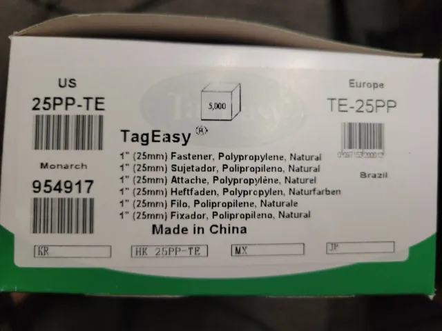 Tageasy Tag Easy 25Pp-Te 1 Inch Fastener Monarch 954917 Box Of 5000