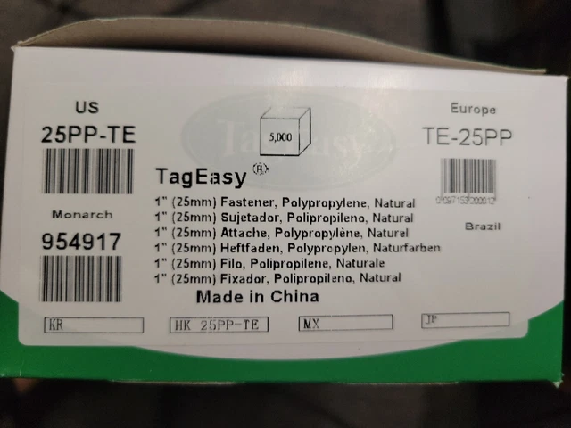 Tageasy Tag Easy 25Pp-Te 1 Inch Fastener Monarch 954917 Box Of 5000