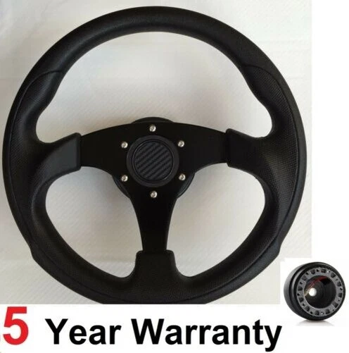 300Mm Racing Steering Wheel & Boss Kit Hub Fit Vw T4 Transporter 96-03 3 Spoke