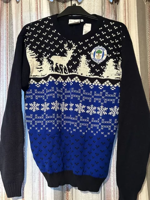 Wigan Athletic Wool Jumper Christmas Jumper reindeer Latics Large VGC Football