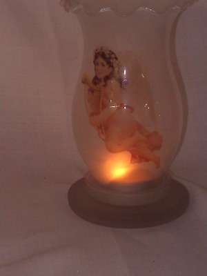 Frosted Glass Fairy Lamp  w/ Angle Playing Harp