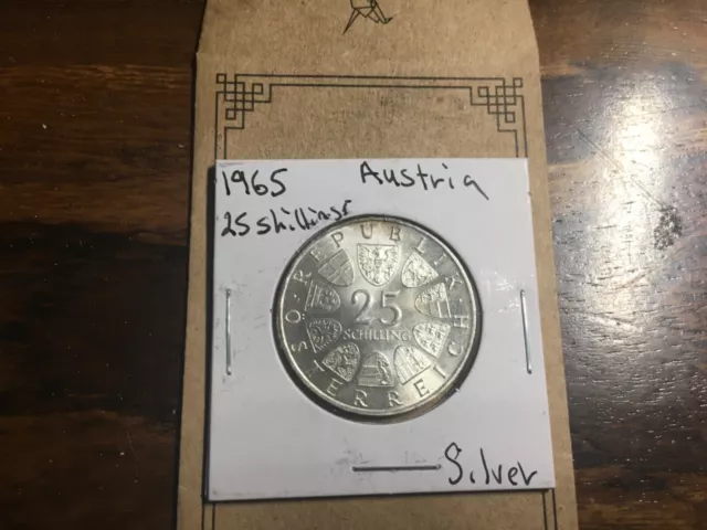 1965 AUSTRIA 25 SHILLINGS SILVER HIGH GRADE VERY NICE # 2099s 🇦🇹