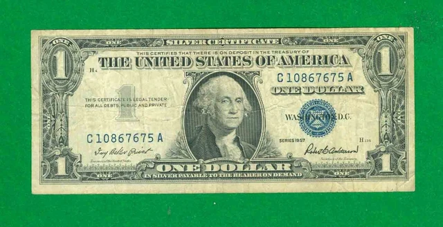 $1 1957 1 C/A Block Blue Seal Silver Certificate Circ.