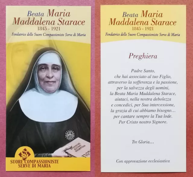 Santino Holy Card: Beata Maria Maddalena Starace