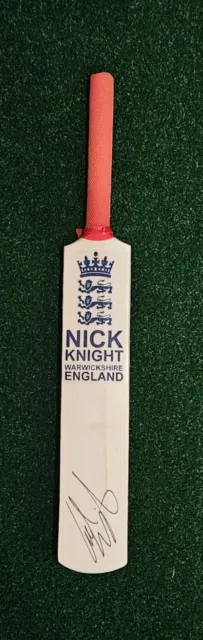 Hand Signed Miniature Cricket Bat - Nick Knight - Warwickshire & England