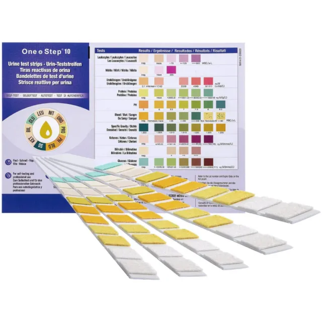 25 Urinteststreifen 10 Parameter Urinanalyse professionelle Hausarztstöcke (5x5er-Pack)