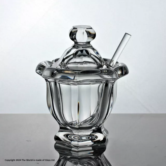 Baccarat crystal glass preserve pot or sugar bowl with spoon