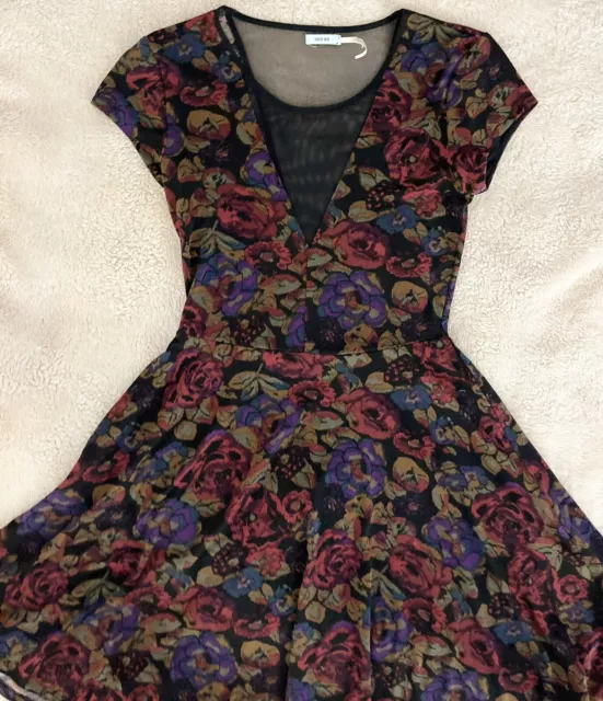 Urban Outfitters Kimchi Blue Floral Gothic Skater Style Dress Size S