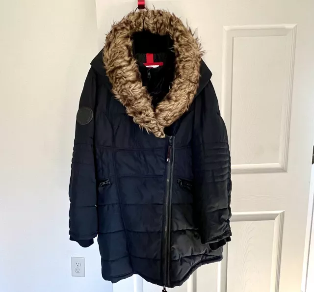 Canada Weather Gear Parka Coat Puffer Jacket Faux Fur Women's 2X Black, Hood