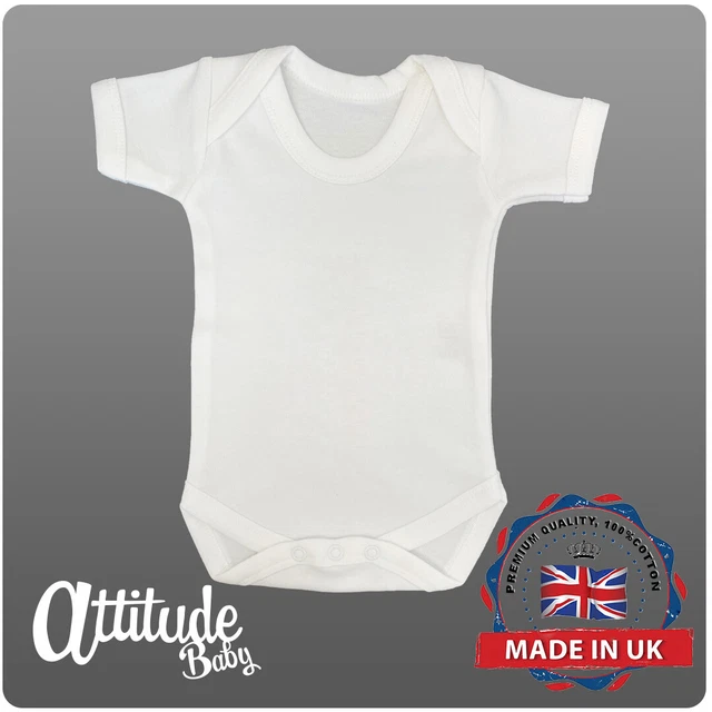 Baby Grows-Plain White Baby Bodysuit-White Baby Grow-100 % Cotton-Baby Vest-Vest