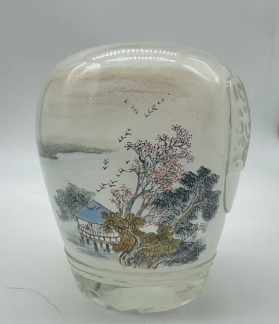 Chinese Reverse Hand Painted Interior Glass Snuff Jar