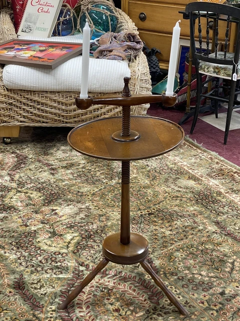 Vintage Cushman Colonial Maple Adjustable Candle Lamp Table
