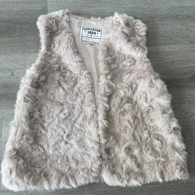 Girls M & S Dusky Pink Faux Fur Gilet 9-10 Years