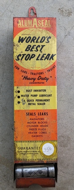 Vintage Alumaseal Radiator Stop Leak Garage Metal Dispenser Gas Station Sign