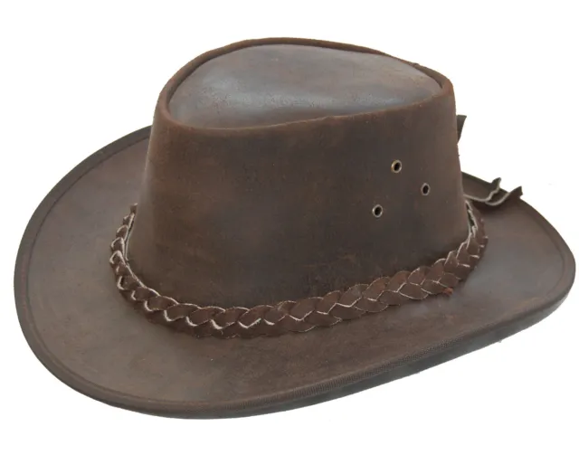 Cuir Cowboy Western Australien Style Bush Chapeau Marron Pulup Délavé