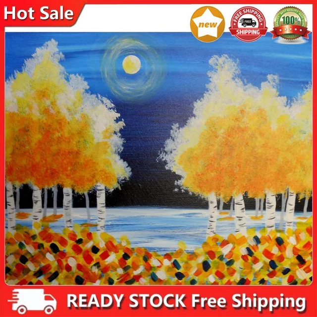 Frameless Oil Paint By Numbers DIY Ginkgo Trees Picture Craft Kit for Bedroom