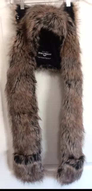 SpiritHoods Dire Wolf Faux Fur Hood Grey Wolf Beanie USA Made