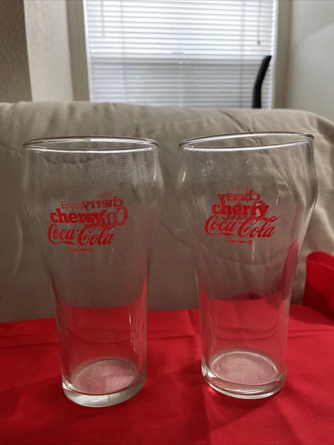 Vintage Cherry Coca Cola Coke Goblet Glass Ice Cream Soda Float Set 2