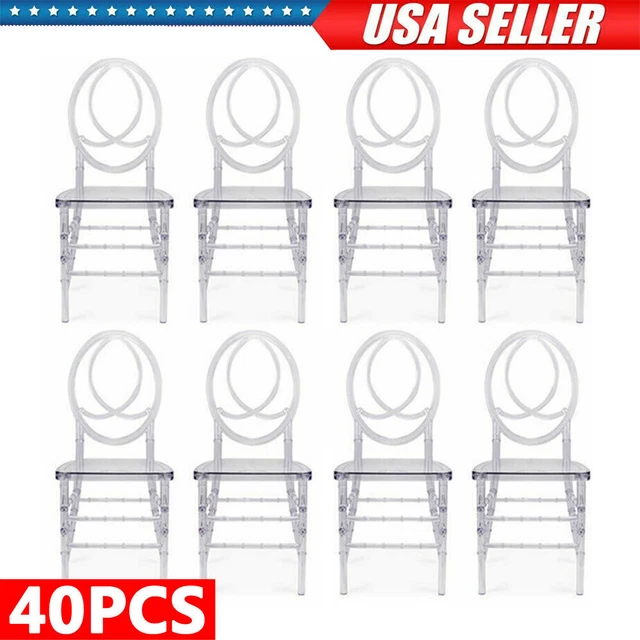 40PCS Dining Chairs Clear Acrylic Resin Armless Chiavari Wedding Event Chairs