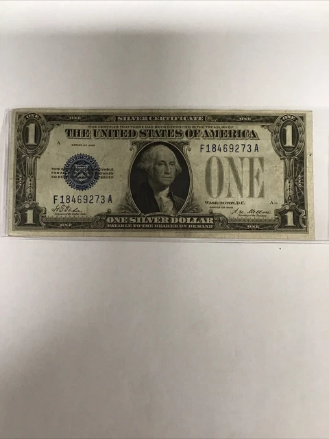 1928 A One Silver Dollar Silver Certificate Funny Back