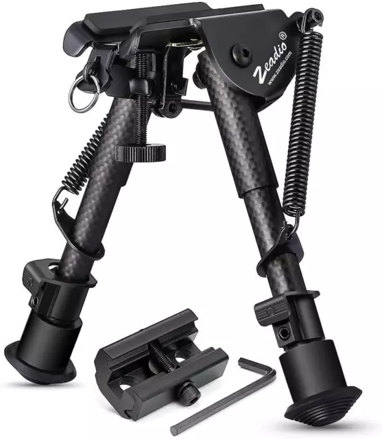 6-9 Inches Carbon Fiber Tactical Bipod, Spring Return Bipod with Sling Mount and