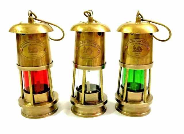 Messing Minor Öl Lampe Antik Nautisch Schiff Laterne Boot Set Mit 3 Weihnachten