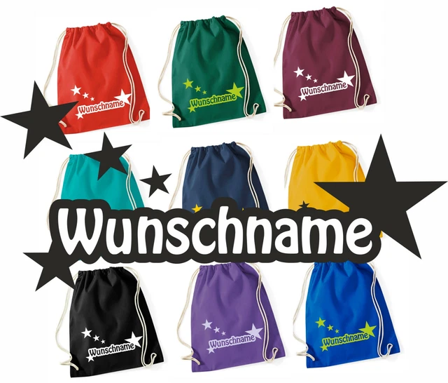 Starname Turnbeutel, Gymsack, Wäschebeutel mit Name individuell bedruckt