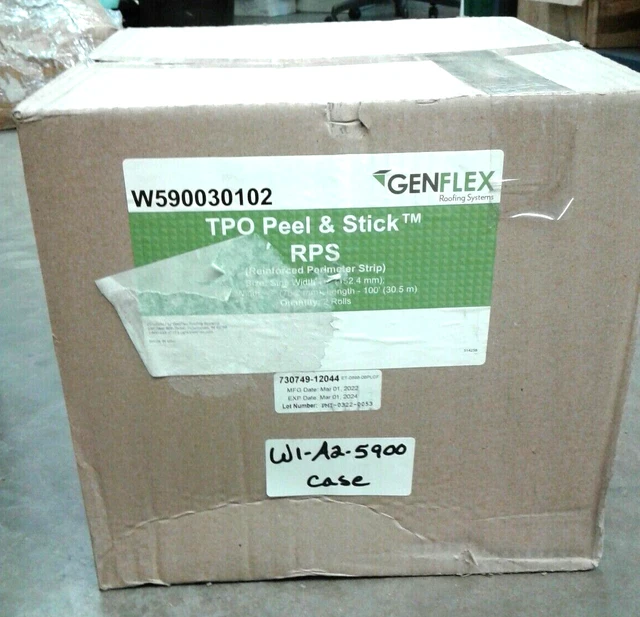 Genflex W590030102 TPO Peel&Stick Reinforced Perimeter Strip 6"x 100' Case Of 2