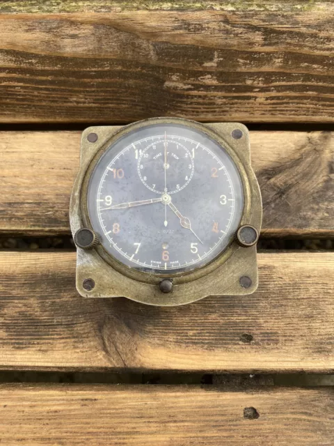 WW2 RAF AM Smiths Aircraft Clock Time Of Trip 8 Day 6A/676 Spitfire Hurricane