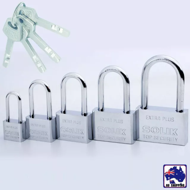 Security Lock Shackle Padlock Door Steel Rectangle w/ 4 Keys Home Tool HLO0007