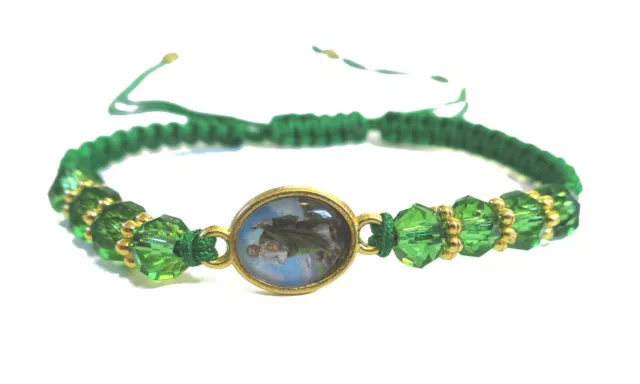 St Jude Cord Bracelet, Green Cord Saint Jude Medal, San Judas Tadeo Catholic