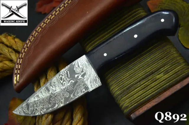 Custom 7.8"OAL Hand Forged Damascus Steel Hunting Knife Handmade (Q892)