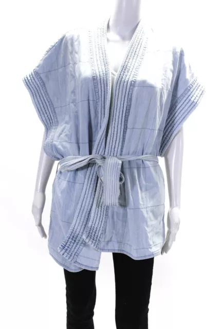 Stella McCartney Womens Short Sleeves Wrap Blouse Blue Cotton Size EUR 40