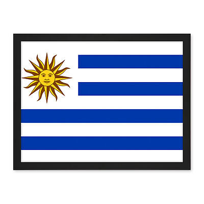 Póster de Bandera Nacional de Uruguay Banderas Mundiales País Enmarcado Arte Imagen Impreso 18X24