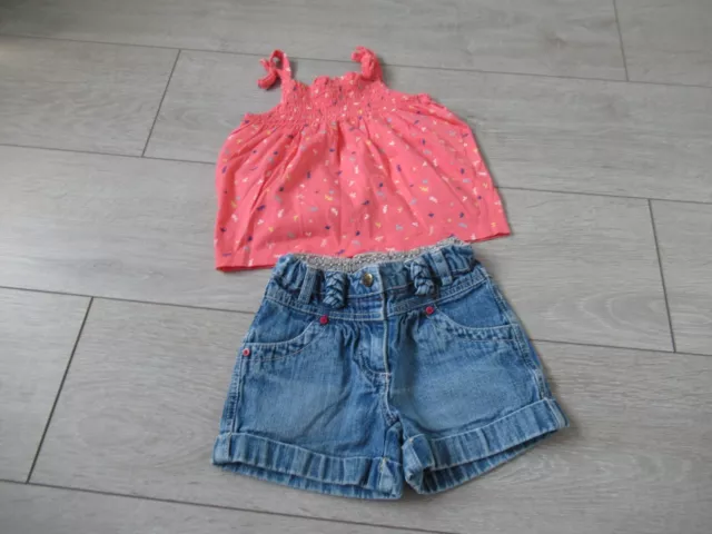 Short en jean vertbaudet + débardeur top orange Taille 4 ans