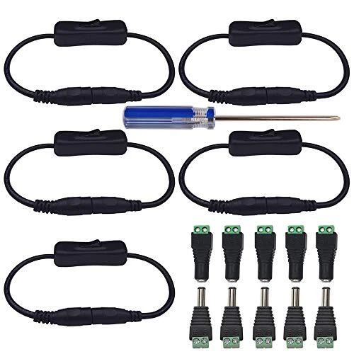GTIWUNG 5 Paires de 5.5 mm x 2.1 mm DC connecteur d'alimentation mâle et Feme...