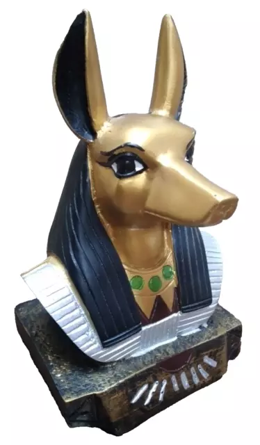 Black* Gold stone Ebros Anubis Egyptian God of afterlife Handmade Head Statue