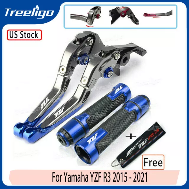 For Yamaha YZF R3 2015 - 2021 Motorcycle Handle Bar Grips Brake Clutch Lever Set