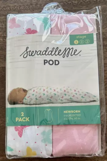 SwaddleMe Pod Sleep Sack 2 Pack Newborn Blanket Pink Butterflies 0-2 Months