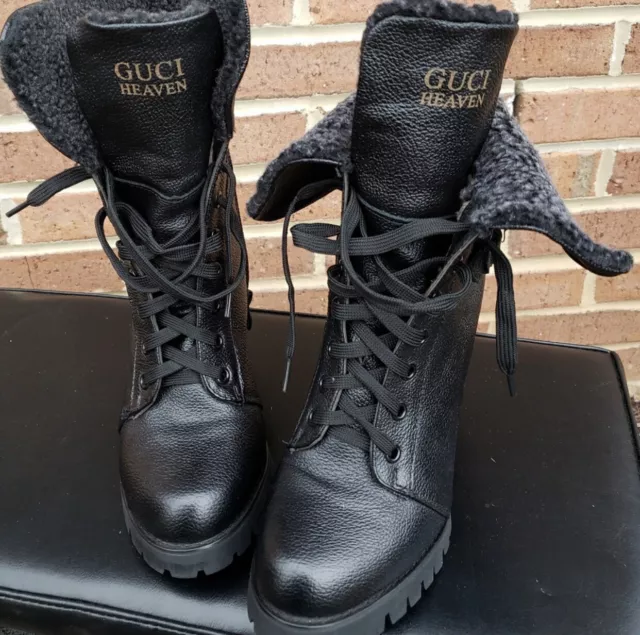 womens military Styled High Heel combat boots