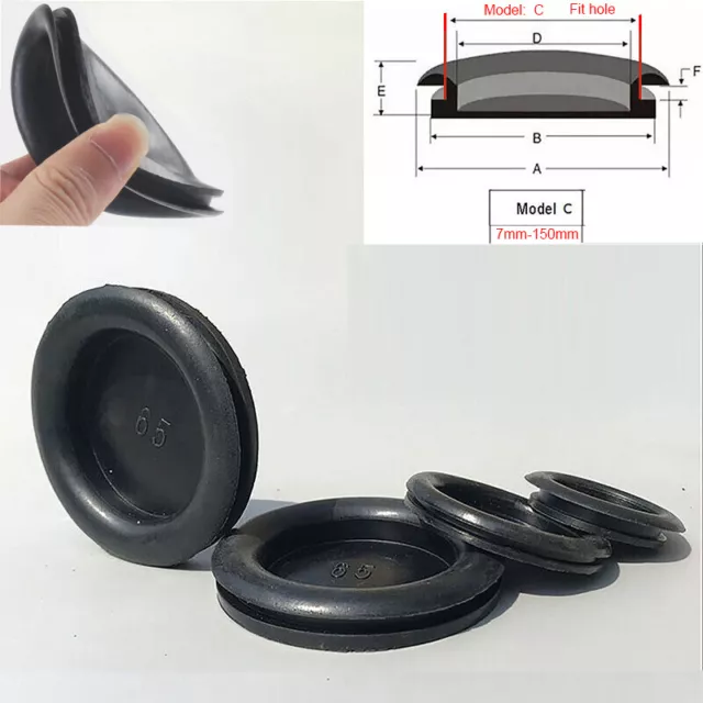 Black Blanking Grommets Rubber Grommet Closed Blind Plug Bung Bungs - 7mm-150mm