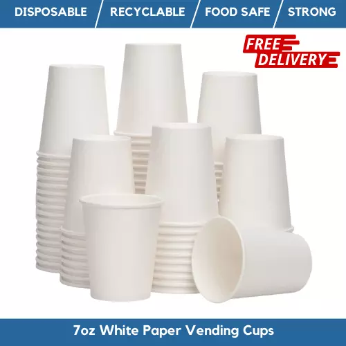 7oz White Paper Vending Cups Disposable Cups For Hot Drinks And Water Coolers